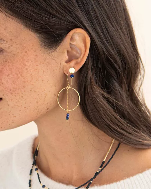 A Beautiful Story - Boucles d'oreilles Talent Lapis Lazuli Plaqué Or