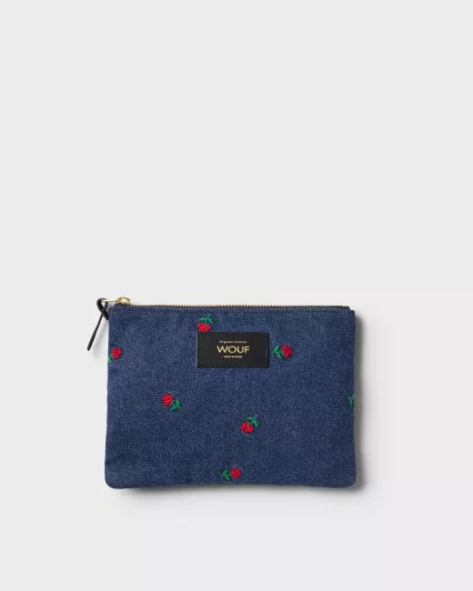 Pochette en jeans brodé AMY