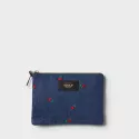 Embroidered denim clutch AMY