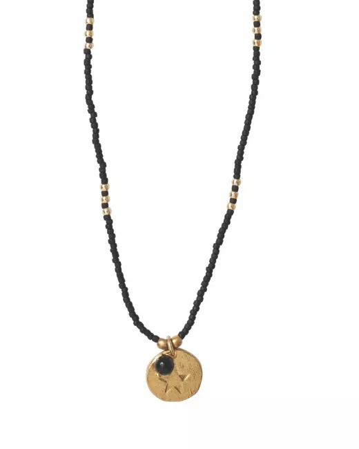 Timeless Black Onyx Gold Colored Necklace