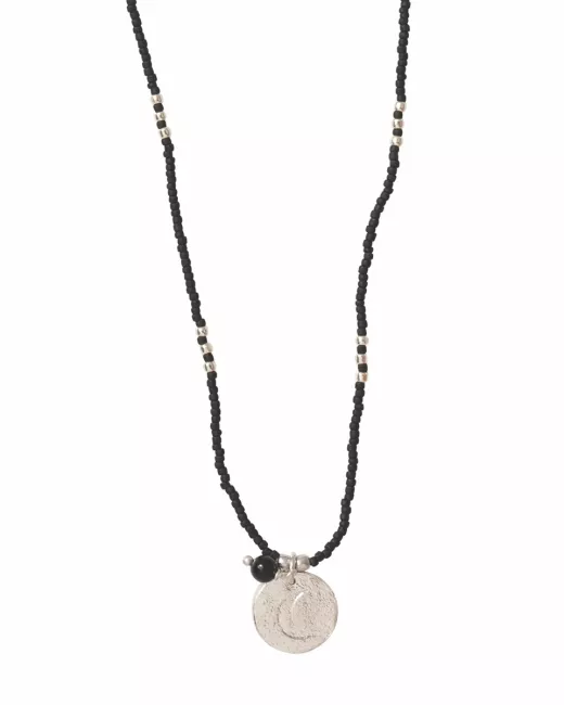 Timeless Zwarte Onyx Zilverkleurige Ketting