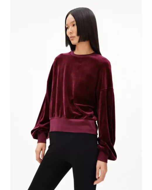 Armedangels - Sweatshirt oversize en velours bordeaux LEDIANAA