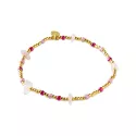 Flashy Rose Quartz Gold Colored Bracelet