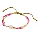 Shining Rose Quartz Gold Colored Bracelet