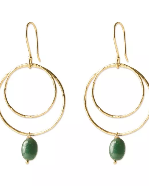 A Beautiful Story - Boucles d'oreilles Enjoyable Aventurine Plaqué Or 