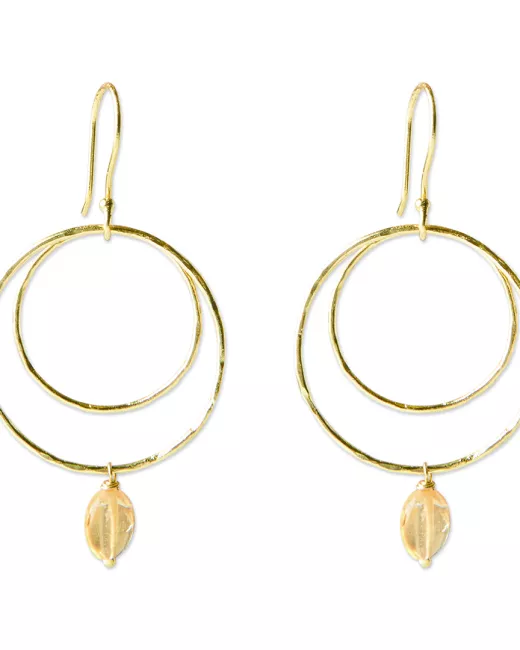 A Beautiful Story - Boucles d'oreilles Enjoyable Citrine Plaqué Or