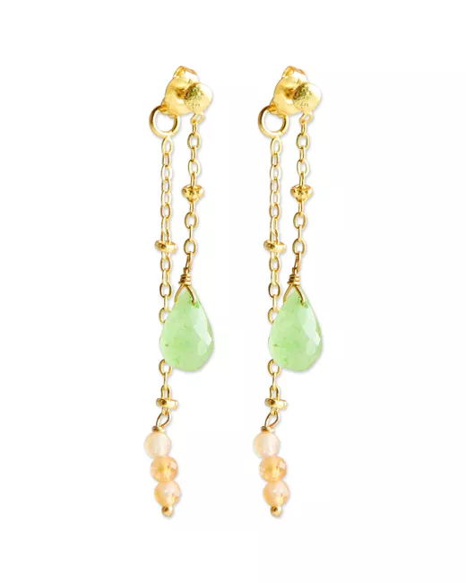 Enjoyable Aventurine Gold Plated Earrings