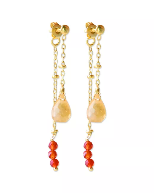 A Beautiful Story - Boucles d'oreilles Felicity Citrine Cornaline Plaqué Or