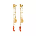 Boucles d'oreilles Felicity Citrine Cornaline Plaqué Or