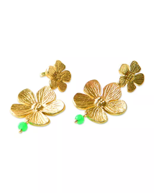 Enjoyable Aventurine Gold Plated Earrings