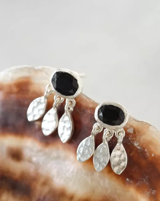 A Beautiful Story - Boucles d'oreilles Belief Onyx noir Plaqué argent