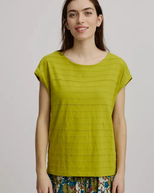 Waterfall neckline T-shirt in organic cotton