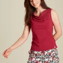 Waterfall neckline top in organic cotton