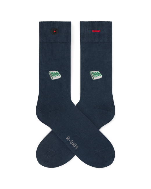 A-DAM - Chaussettes en coton bio Navy Good News