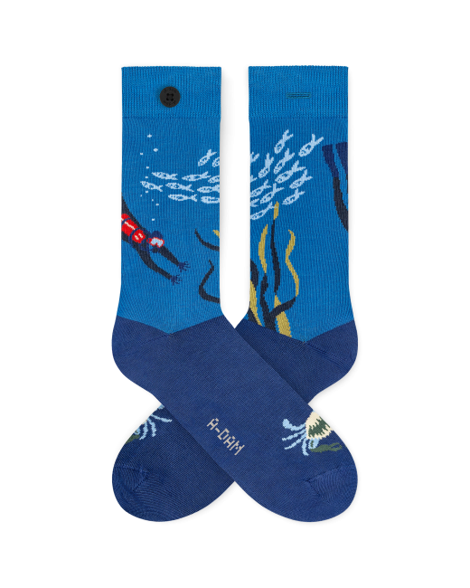 A-DAM - Chaussettes en coton bio Blue Underwater