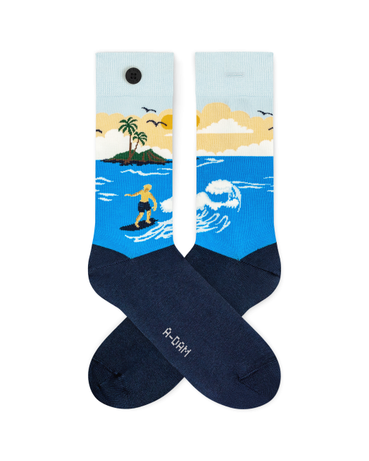 A-DAM - Chaussettes en coton bio Blue Surf