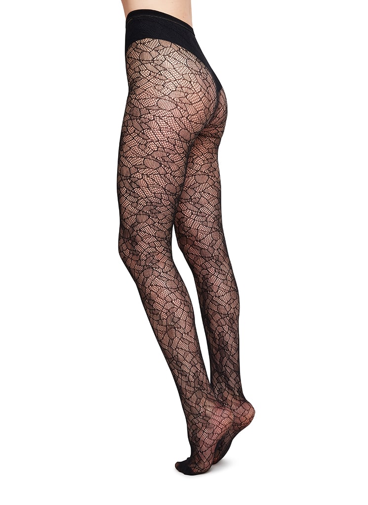 SWEDISH STOCKINGS EMMA LEOPARD TIGHTS BLACK